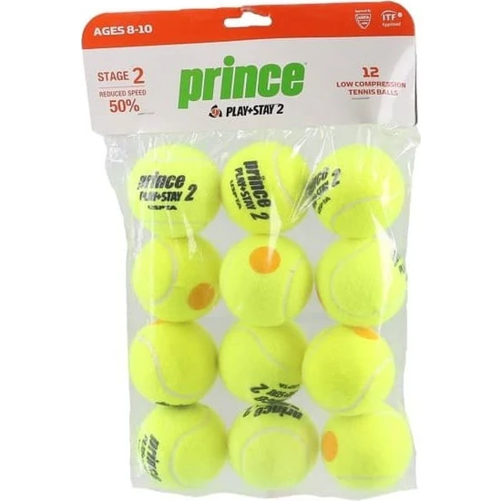 Prince Play+Stay 2 Turuncu Noktalı 12 Adet Çocuk Tenis Topu 7G338000080