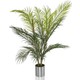 Nettenevime Yapay Çiçek Areka Ağacı Palmiye Ağacı Bambu Saplı Gümüş Saksılı Salon Çiçeği 18 Yaprak 85 cm