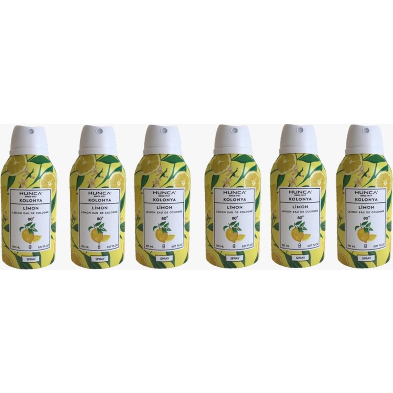 Hunca 80 Derece Aerosol Sprey Limon Kolonyası 150 ml x 6