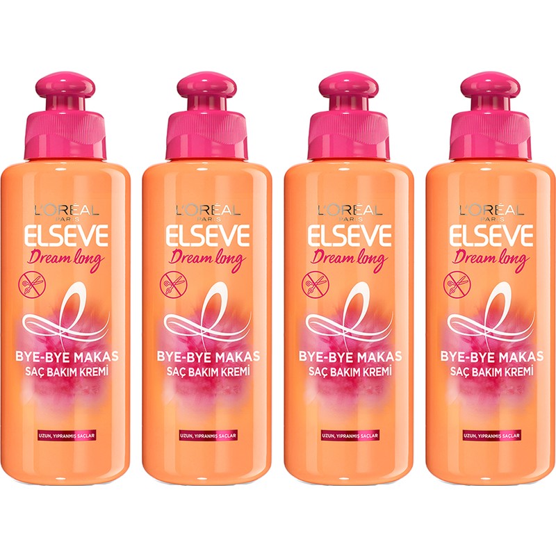 L'Oréal Paris Loreal Paris Elseve Dream Long Bye Bye Makas Saç Bakım Kremi 200 ml x 4 Adet