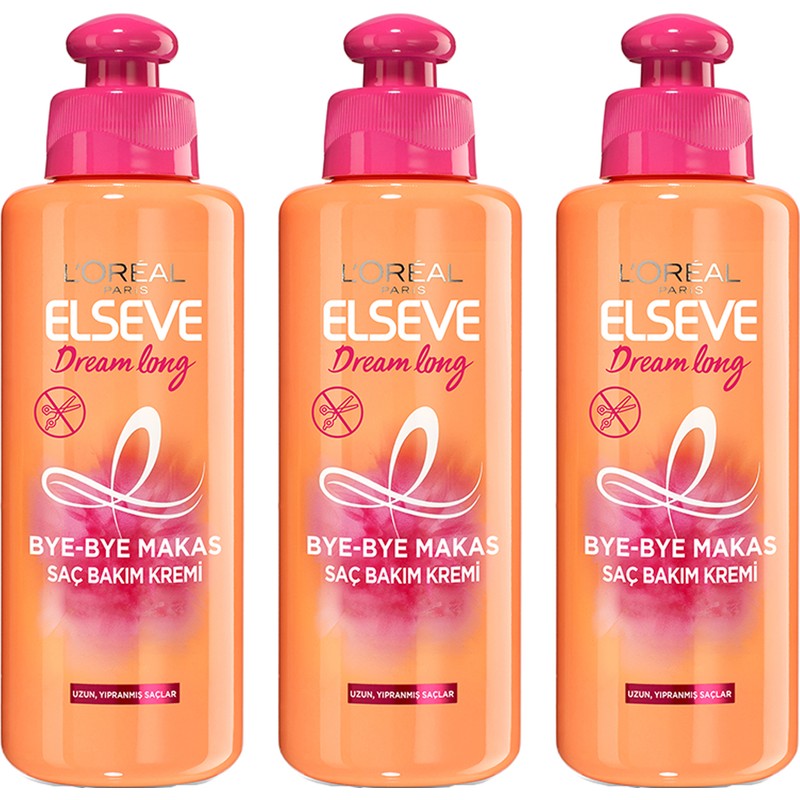 L'Oréal Paris Loreal Paris Elseve Dream Long Bye Bye Makas Saç Bakım Kremi 200 ml x 3 Adet