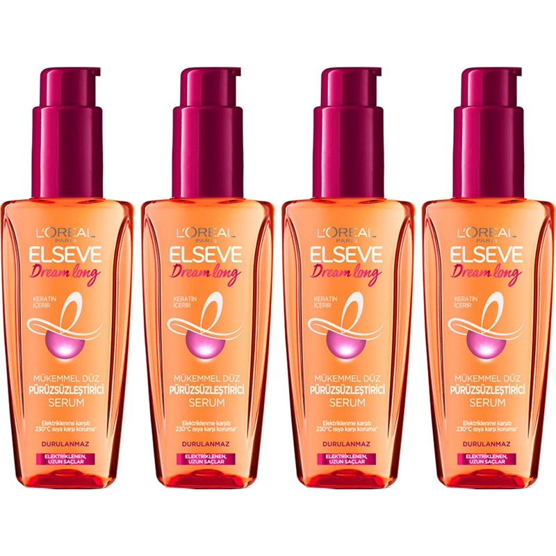 L'Oréal Paris Loreal Paris Elseve Dream Long Mükemmel Düz Pürüzsüzleştirici Serum 100 ml x 4 Adet