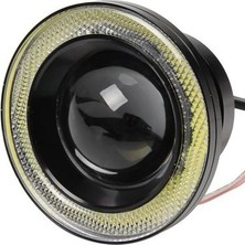 Şüscar Oto Üniversal Mercekli Angel Sis Farı Metal Su Geçirmez 76 mm Mavi Halkalı Angel Eyes