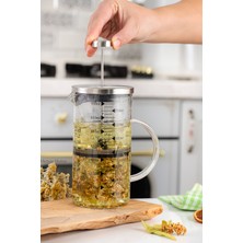 Metsar Home  750ML 3 Ü 1 Arada (Ateşe Dayanıklı) French Press, Demlik, Ölçü Kalıbı