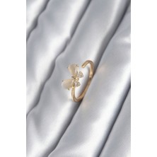 Clariss Pirinç Gold Renk Zirkon Taş Detay Kelebek Model Kadın Yüzük