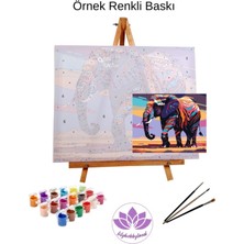 Lilyhobbyland Renkli Baskılı Sayılarla Boyama Hobi Seti Çerçeveli 60 x 75 cm Renkli Bahçe