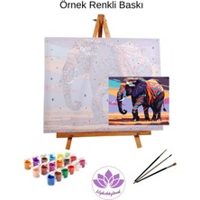 Lilyhobbyland Renkli Baskılı Sayılarla Boyama Hobi Seti Çerçeveli 60 x 75 cm Deniz Feneri 4