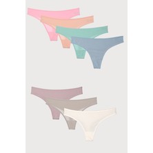 Nicoletta Kadın Külot Tanga 7 Li Paket Likralı Somon