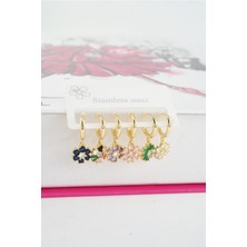 By Zeyna Aksesuar Kadın Vip Seri Özel Tasarım Baget Zirkon Taşlı 6'lı Küpe Seti