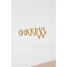 By Zeyna Aksesuar Kadın 316 L Paslanmaz Çelik Geometrik Model 6'lı Küpe Seti