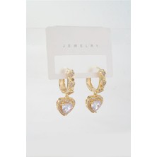 By Zeyna Aksesuar Kadın Vip Seri Özel Tasarım Baget Zirkon Taşlı Küpe Seti