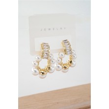 By Zeyna Aksesuar Kadın Vip Seri Özel Tasarım Baget Zirkon Taşlı Küpe Seti