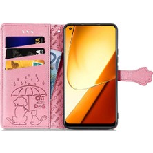 Bdt Shop Realme 11 Için Deri Kısa Kayış Karikatür Hayvanlar Çevirin Telefon Kılıfı (Yurt Dışından)