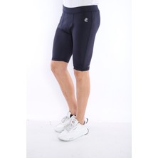 Escetic Lacivert Erkek Mikro Dalgıç Kumaş Baskılı Kısa Fitnes Tayt B1130