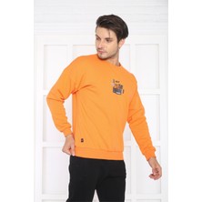 Escetic Oranj Erkek 3 Iplik Şardonlu Nefes Alan Slimfit Sweat Spor Eşofman Takımı 3079
