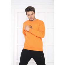 Escetic Oranj Erkek 3 Iplik Şardonlu Nefes Alan Slimfit Sweat Spor Eşofman Takımı 3079