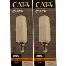 Cata CT-4092 8W 6400K (Beyaz Işık) E14 Duylu LED Ampul (2 Adet)