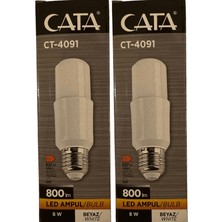 Cata CT-4091 8W 6400K (Beyaz Işık) E27 Duylu LED Ampul (2 Adet)