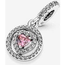 Poseidons Jewellery Işıltılı Çift Hale Kalpli Sallantılı Charm