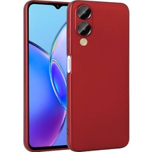 Gpack Vivo Y17S Kılıf Lüx Korumalı Premier Mat Silikon+Nano Kırmızı