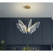 Buiva Luxury Dimmerli Kumandalı Modern Kelebek Sarkıt LED Avize Butterfly Gold Sarı Kademeli 3 Renk