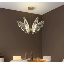 Buiva Luxury Dimmerli Kumandalı Modern Kelebek Sarkıt LED Avize Butterfly Gold Sarı Kademeli 3 Renk