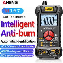 Aneng M167 Dijital Mini Multimetre Test Cihazı Otomatik Multimetro True Rms Transistör Metre ile Ncv Veri Tutma 4000 Sayım El Feneri (Yurt Dışından)