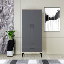 Kalender Dekor Kamila-1 Gardırop, 2 Kapaklı, 2 Çekmeceli SLV06