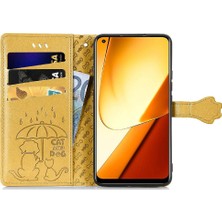 Bdt Shop Realme 11 Için Deri Kısa Kayış Karikatür Hayvanlar Çevirin Telefon Kılıfı (Yurt Dışından)