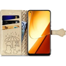 Bdt Shop Realme 11 Için Deri Kısa Kayış Karikatür Hayvanlar Çevirin Telefon Kılıfı (Yurt Dışından)