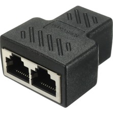 Pergyi Bağlantı Noktalı RJ45 Ayırıcı Adaptör Lan Ağ Ethernet Genişletici Konnektör Fişi Lotu 1 Adet - Siyah (Yurt Dışından)