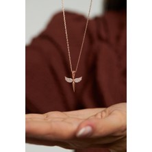 Roza Silver Zirkon Taşlı Rose Minimal Mikail Kılıcı Gümüş Kolye