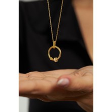 Roza Silver Zirkon Taşlı Gold Cartier Model Çivi Gümüş Kolye