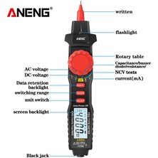 Pergyi Aneng Multimetre Kalem Tipi Metre 4000 Sayım Temassız Ac/dc Gerilim Algılama Test Cihazı Aracı (Yurt Dışından)