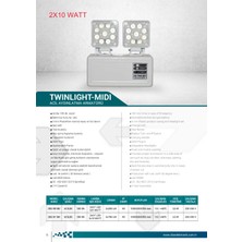 ZBS Elektronik Twinlight-Midi Acil Aydınlatma Armatürü 2X10W-BATARYALI-ACILDE 180 Dak. Aydınlatır