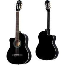 Midex MGX-101BK Üst Kalite Solak Klasik Gitar Siyah Sap Ayarlı Gül Klavye 4/4 Yetişkin