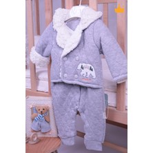 Babyhola Ceket Takım Görünümlü Velsoft Tulum Kız Erkek Bebek Çocuk Kapüşonlu Kışlık Tulum 12518