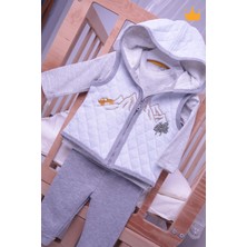 Beybek Elyaf Dolgulu 1 Tog Kapitone Yelek Badi Pantolon Erkek Bebek 3'lü Takım 12610