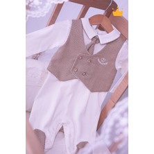Babyhola Yelekli Kravatlı Erkek Bebek Patikli Tulum 13852