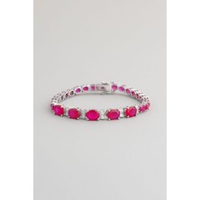 So CHIC Yakut Şıklığı 18 Ayar Beyaz Altın Kaplama Gümüş Tasarım Bileklik