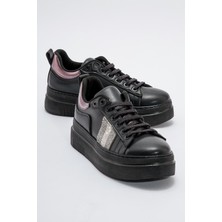 Ccway Kadın Taşlı Spor Ayakkabı SİYAH CİLT