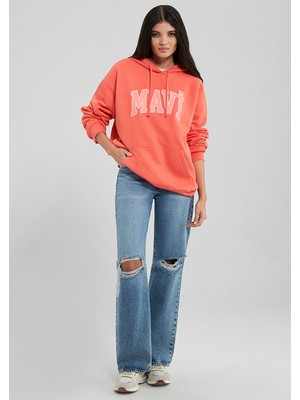 Mavi Logo Baskılı Kapüşonlu Turuncu Sweatshirt1600361-71107