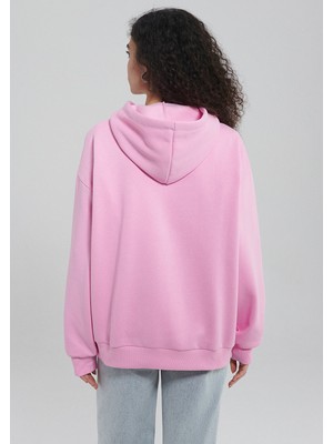 Mavi Logo Baskılı Kapüşonlu Pembe Sweatshirt 1600361-71038