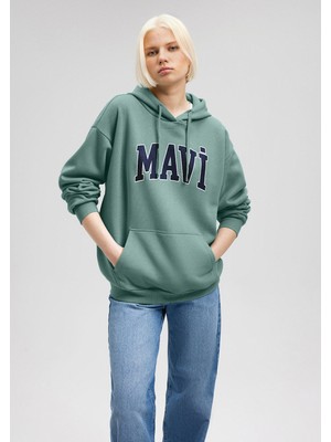 Mavi Logo Baskılı Kapüşonlu Yeşil Sweatshirt 1600361-71823