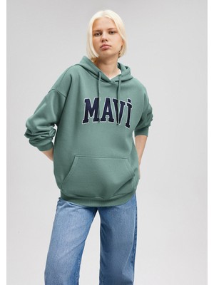 Mavi Logo Baskılı Kapüşonlu Yeşil Sweatshirt 1600361-71823