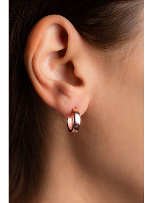 Begüm Silverr Halka Küpe Rose Altın Kaplama Kadın Gümüş Küpe 925 Ayar