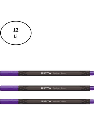 Gıpta Fineliner Kalem 0,4 mm Karton Kutu Üçgen Mor 12'li