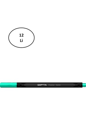 Gıpta Fineliner Kalem 0,4 mm Karton Kutu Üçgen Turkuaz 12'li