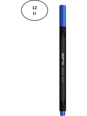 Gıpta Fineliner Ince Keçe Uçlu Kalem 0,4 mm Karton Kutu Üçgen Lacivert (12 Li Paket)