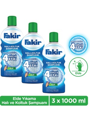 Fakir Nano Teknoloji ile Elde Yıkama Halı ve Koltuk Şampuanı 1000ml x 3 Adet